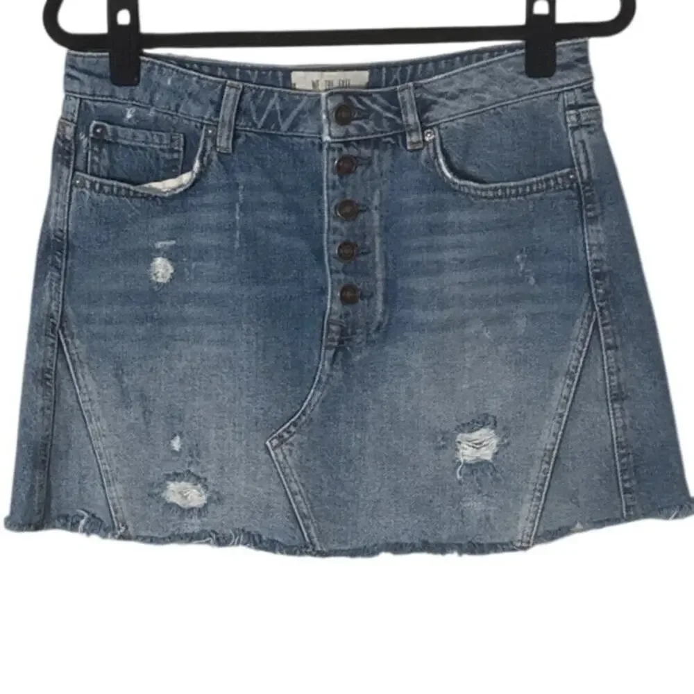 Free People We The Free Denim A Line‎ Button Fly Mini Skirt Size 30